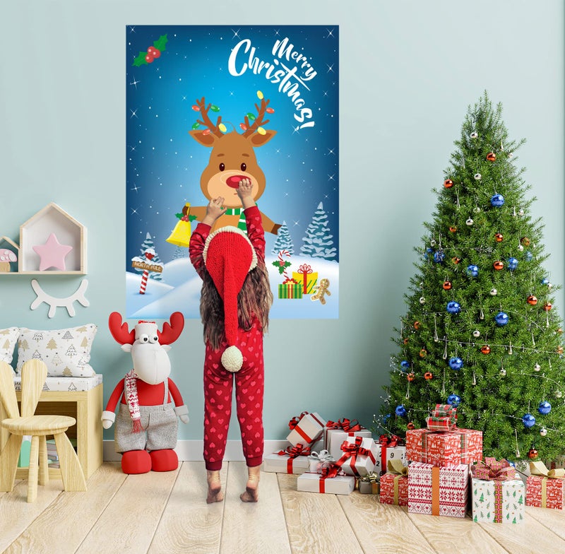 Funnlot Christmas Games for Kids Pin The Nose on The Reindeer Christmas Holiday Party Games Activities Decorations Reusable 24 Noses Stickers and 1 Blindfold for Kids Adults - Image 5